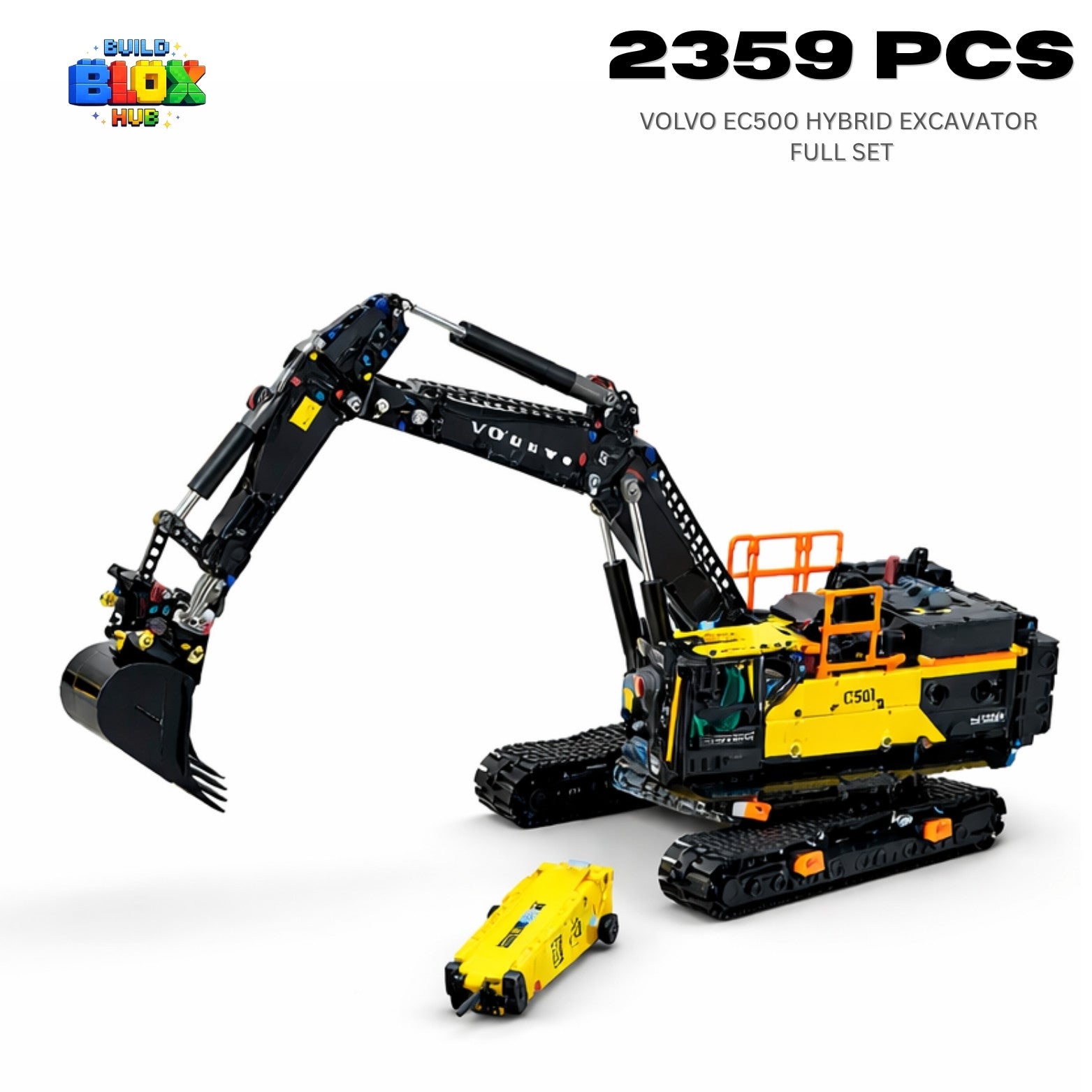 Volvo EC500 Hybrid Excavator Building Block Set – 2359 Pieces