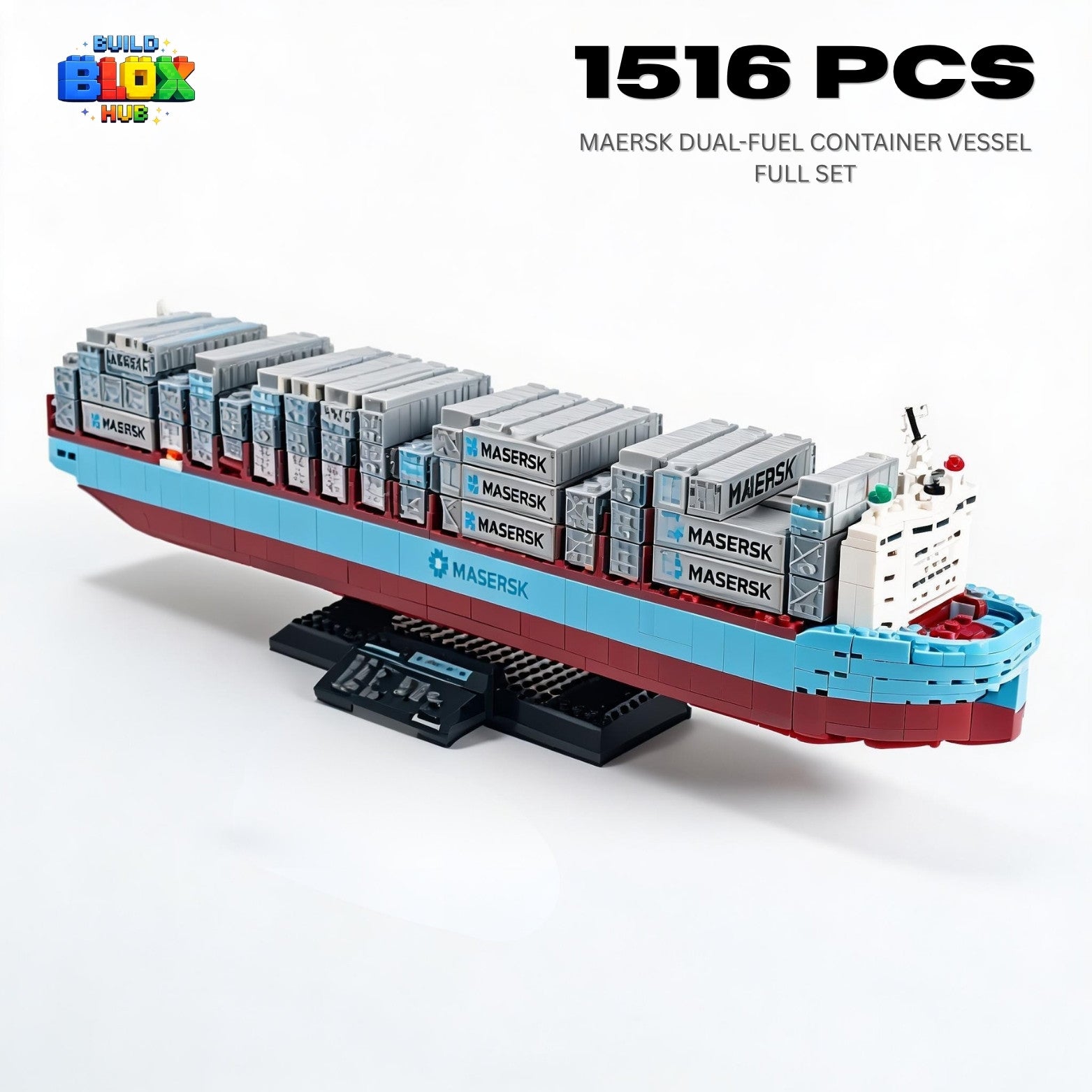 Maersk Dual-Fuel Container Vessel Building Block Set – 1516 Pieces