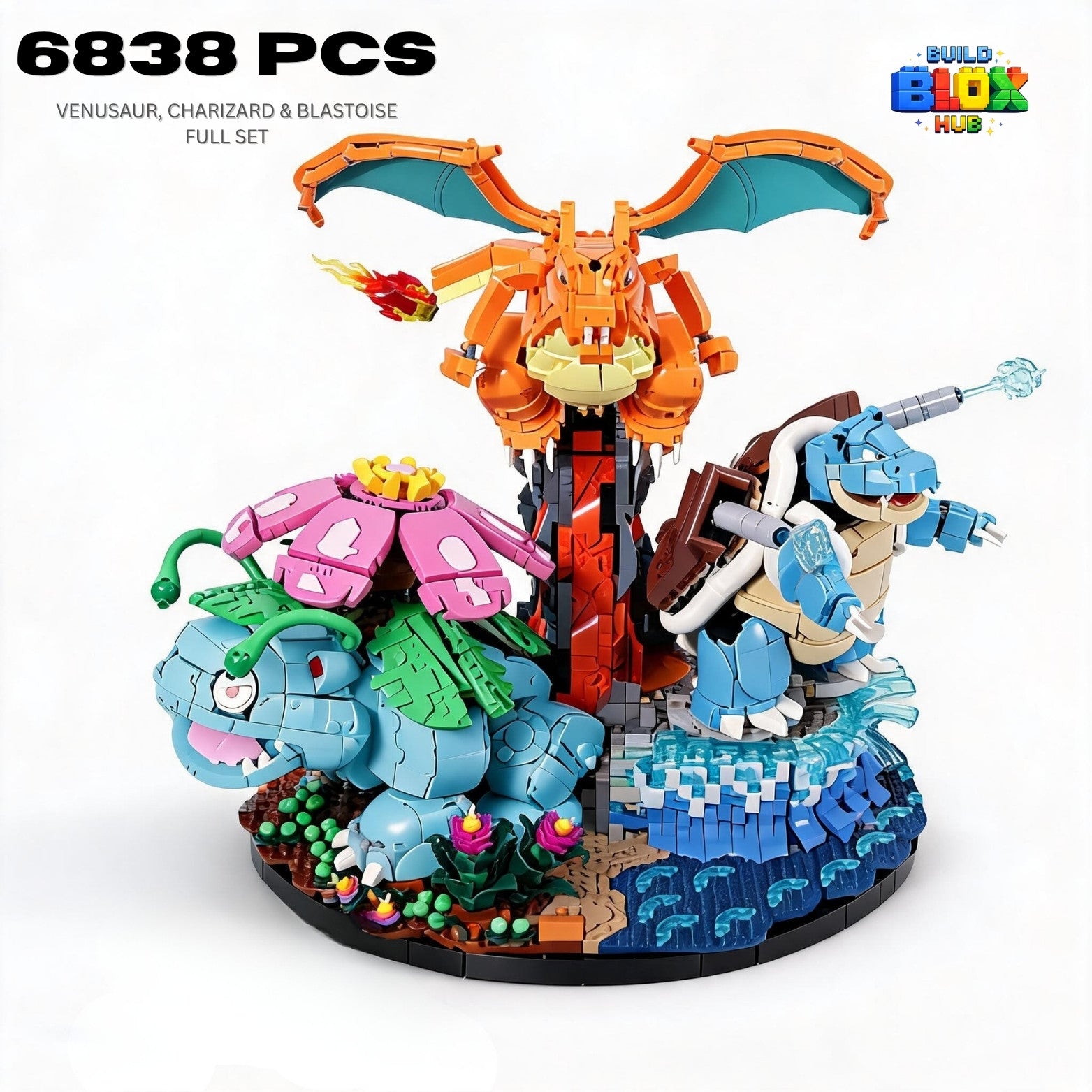 Venusaur, Charizard & Blastoise Building Block Set – 6838 Pieces